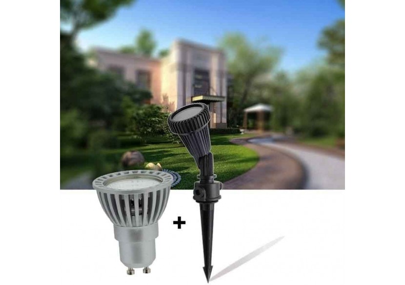 Kit Piquet de jardin + Ampoule GU10 LED 5W en vert - B1942-GU10-VE - Barcelona LED