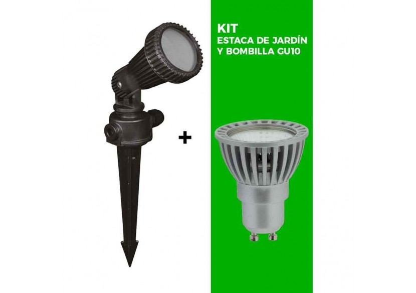 Kit Piquet de jardin + Ampoule GU10 LED 5W en vert - B1942-GU10-VE - Barcelona LED