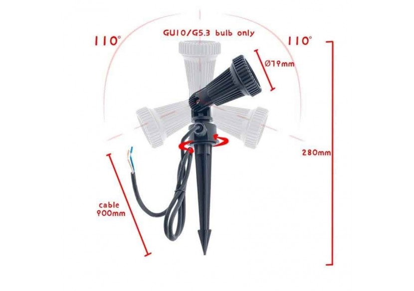 Kit Piquet de jardin + Ampoule GU10 LED 5W en vert - B1942-GU10-VE - Barcelona LED