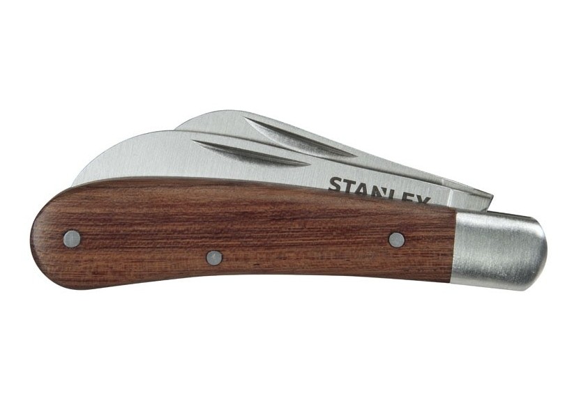 Couteau D'Electricien A 2 Lames - Manche Bois - Stanley : Confort'Mat