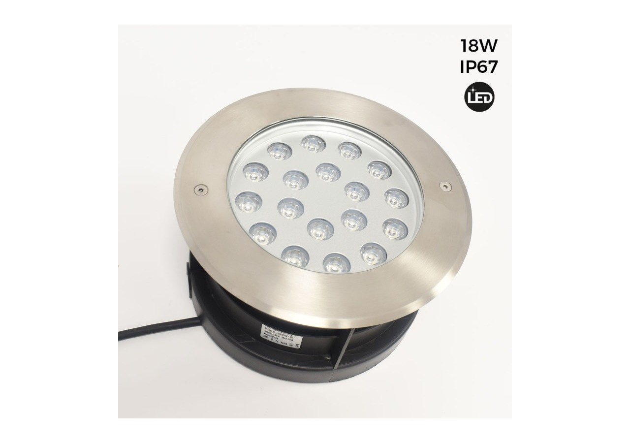 Balise LED encastrable au sol 18W - Blanc chaud - diamètre 21cm- IP67 - 220v - BA50021-BC - Barcelona LED