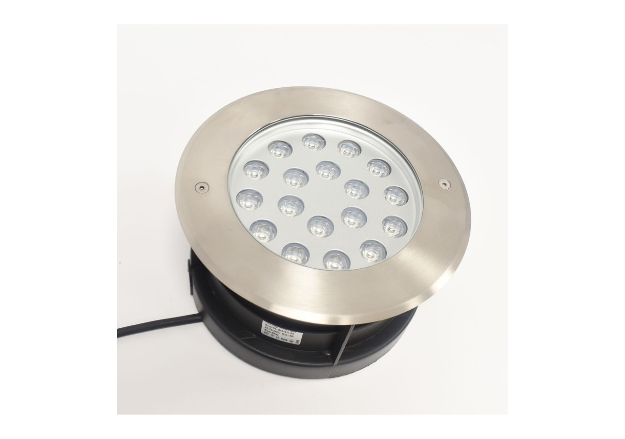 Balise LED encastrable au sol 18W - Blanc chaud - diamètre 21cm- IP67 - 220v - BA50021-BC - Barcelona LED