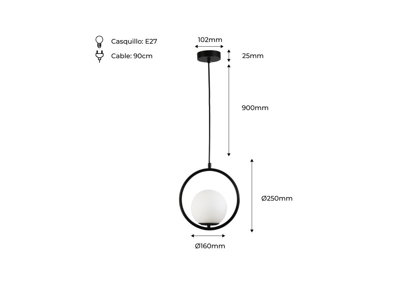 Suspension globe en verre "KATE" - E27 - LD1002-N - Barcelona LED