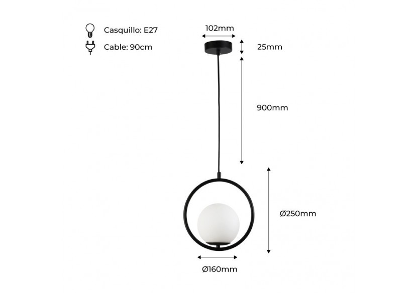 Suspension globe en verre "KATE" - E27 - LD1002-N - Barcelona LED Suspension globe en verre "KATE" - E27 - LD1002-N - Barcelona LED