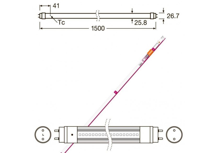 Tube LED en verre T8 LEDVANCE 150cm 20W | SubstiTUBE STAR - O455320 - Barcelona LED