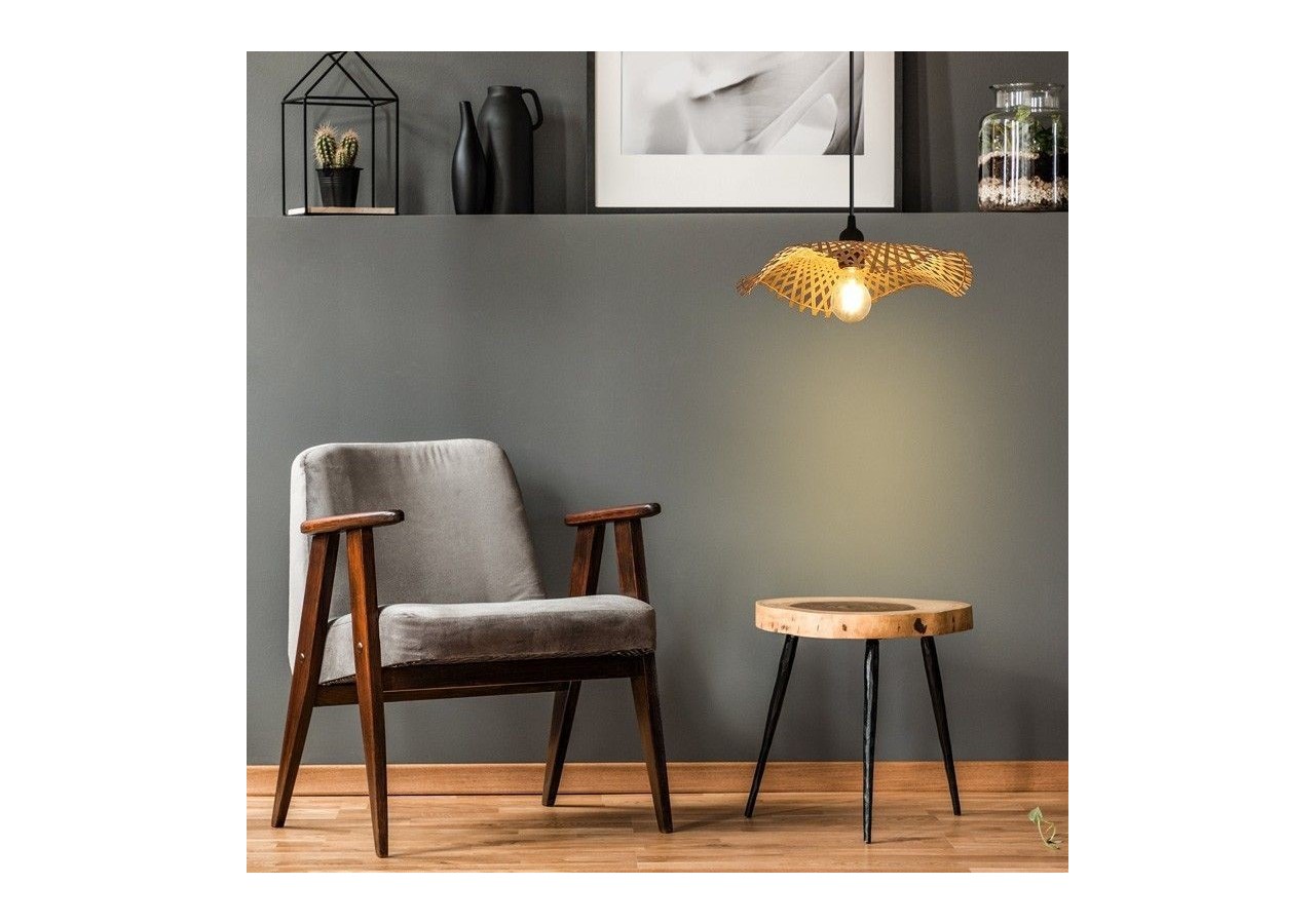 Lampe suspendue en osier avec câble "ALINA" - LM161-C - Barcelona LED