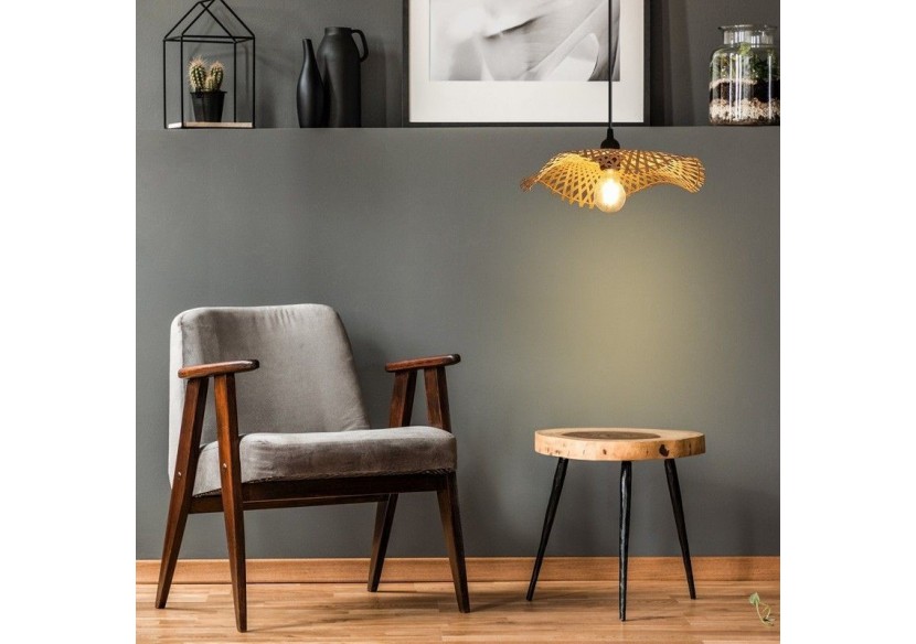 Lampe suspendue en osier avec câble "ALINA" - LM161-C - Barcelona LED