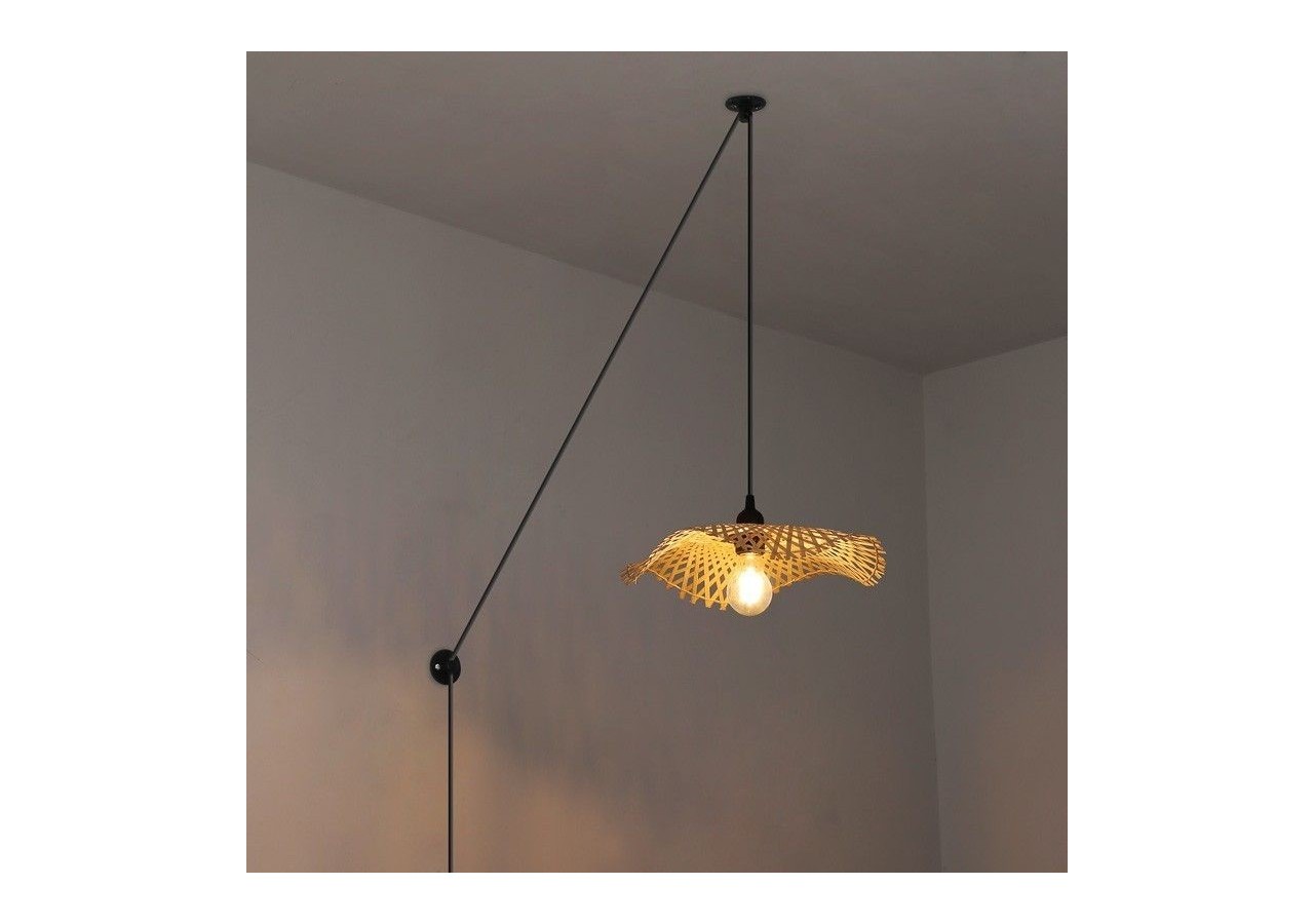 Lampe suspendue en osier avec câble "ALINA" - LM161-C - Barcelona LED