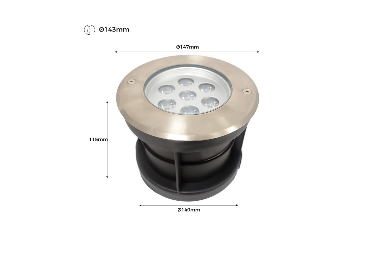 Balise LED encastrable au sol 7W - Blanc chaud - diamètre 15cm- IP67 - 220v - BA50022-BC - Barcelona LED