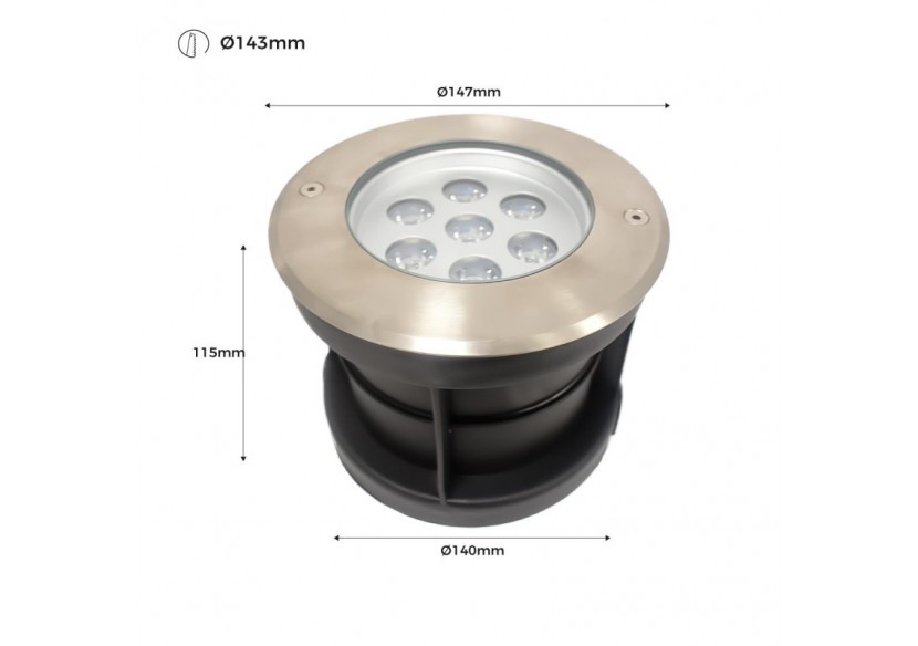 Balise LED encastrable au sol 7W - Blanc chaud - diamètre 15cm- IP67 - 220v - BA50022-BC - Barcelona LED