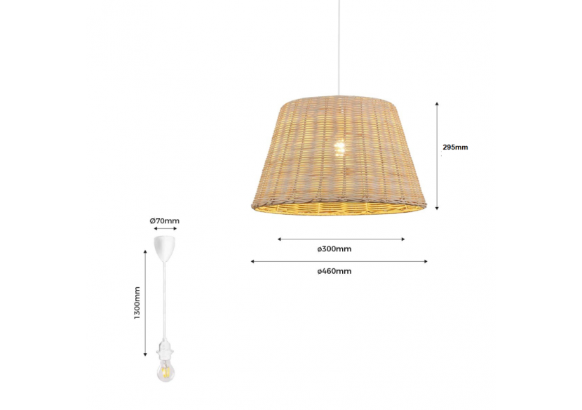 Suspension en osier "Hank" - K175-B - Barcelona LED Suspension en osier "Hank" - K175-B - Barcelona LED