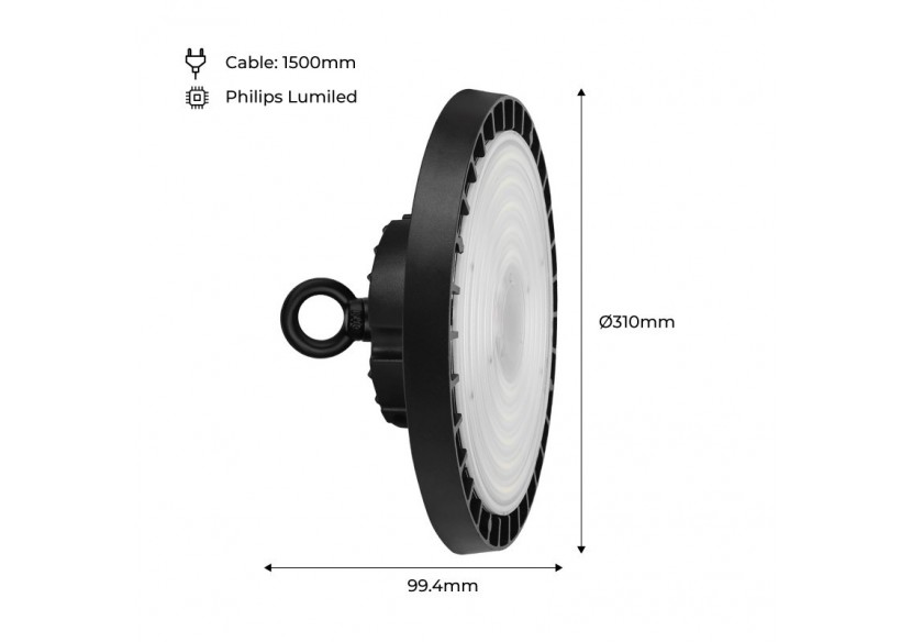 Cloche LED industrielle - Driver PHILIPS - 200W - 160lm/W - Puce PHILIPS - Dimmable 1-10V - IP65 - B8137-200-5K - Barcelona LED
