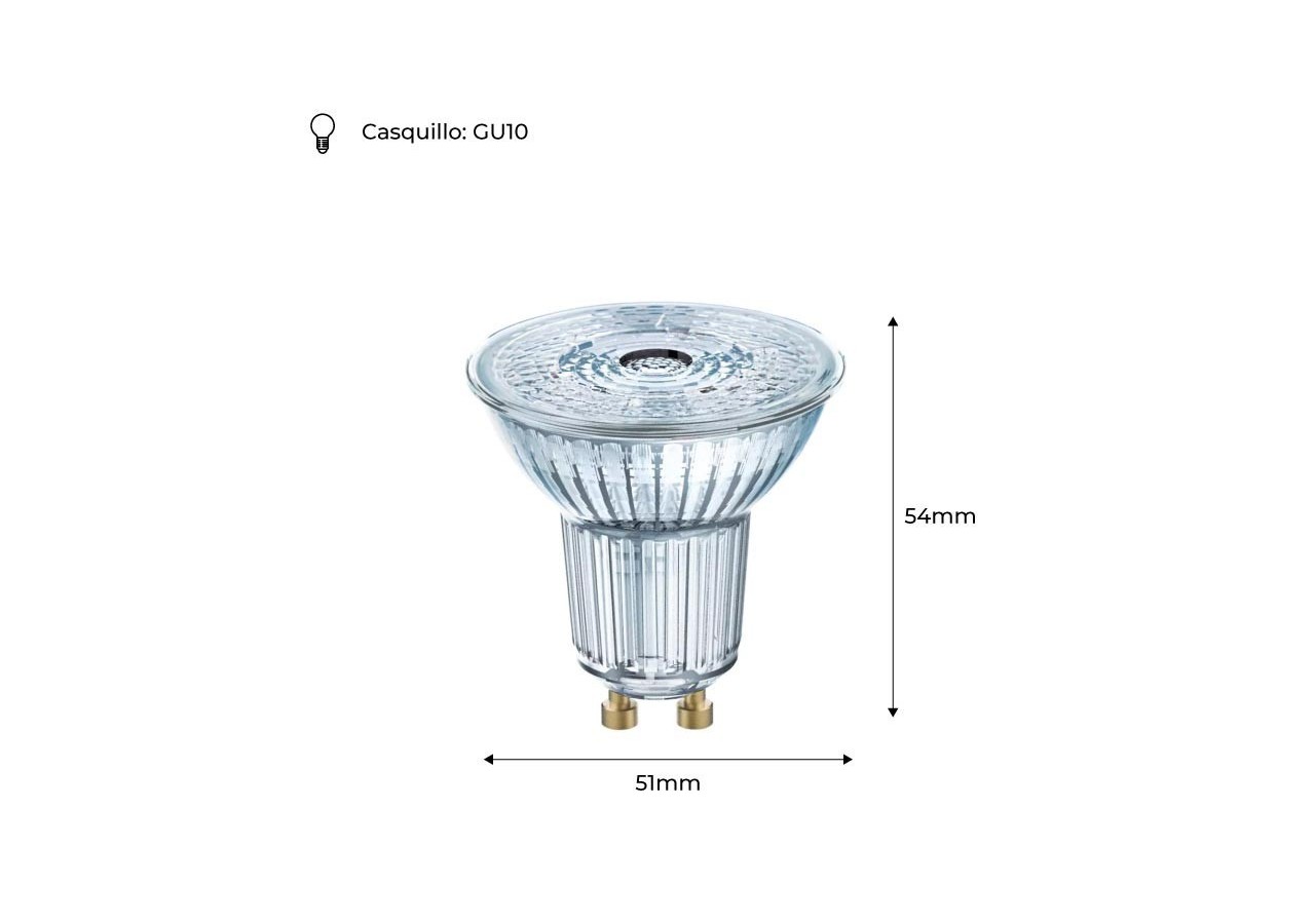 Ampoule LED GU10 5.5W OSRAM Parathom DIM PAR16 36 degrés Régulable 4000 degrés K - O608252 - Barcelona LED