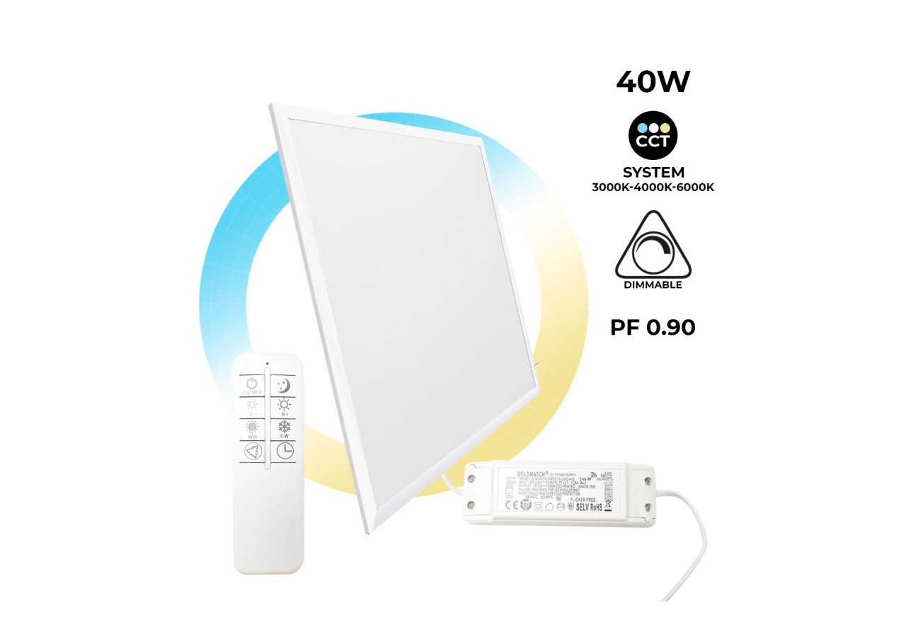 Panneau LED 60x60 extra-plat CCT dimmable avec télécommande - 40W - B5235-3CCT - Barcelona LED