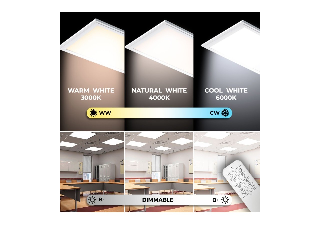 Panneau LED 60x60 extra-plat CCT dimmable avec télécommande - 40W - B5235-3CCT - Barcelona LED