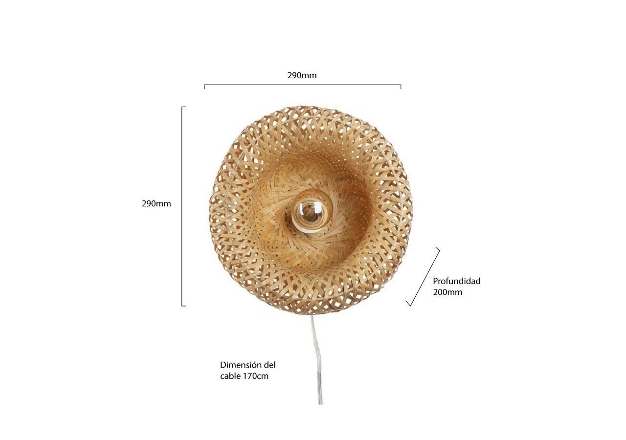 Applique murale en osier avec prise "Round" - LM165-P - Barcelona LED
