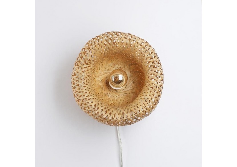 Applique murale en osier avec prise "Round" - LM165-P - Barcelona LED