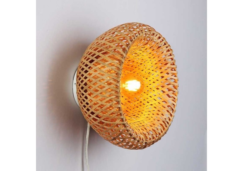 Applique murale en osier avec prise "Round" - LM165-P - Barcelona LED