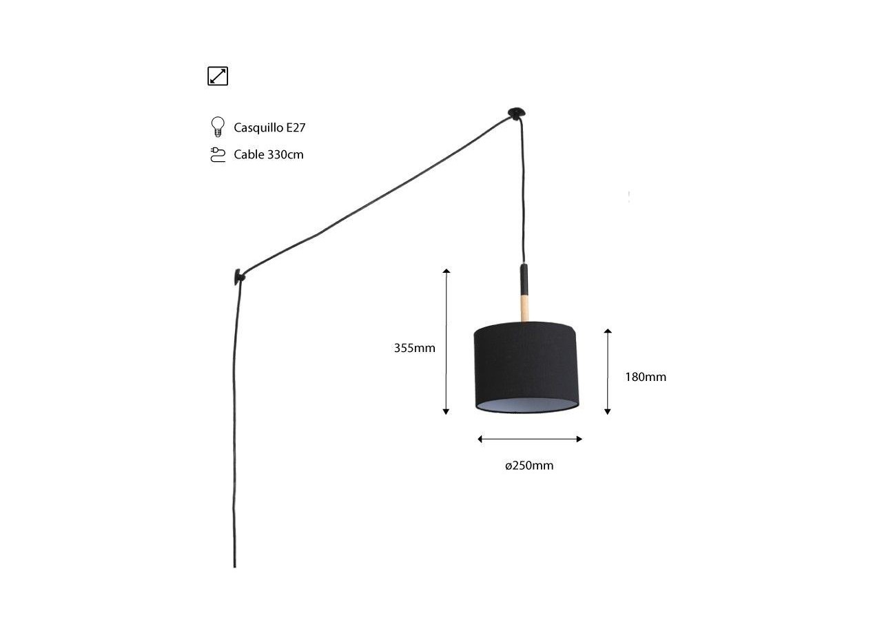 Lampe suspendue avec prise "Class" - LN1303-C-N - Barcelona LED