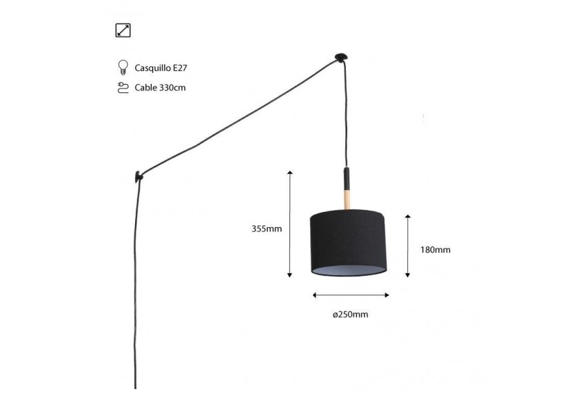 Lampe suspendue avec prise "Class" - LN1303-C-N - Barcelona LED