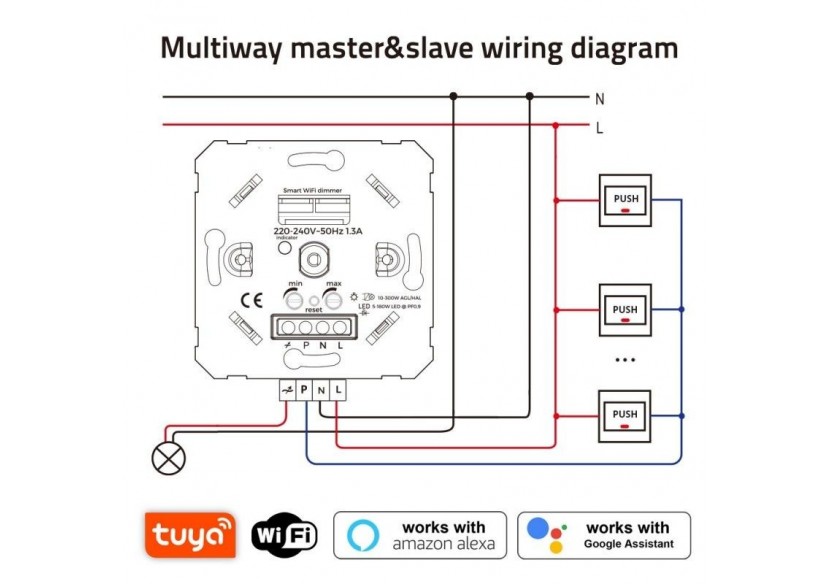 Interrupteur variateur SMART WIFI 200W Fonction marche / arrêt - B704-WIFI - Barcelona LED