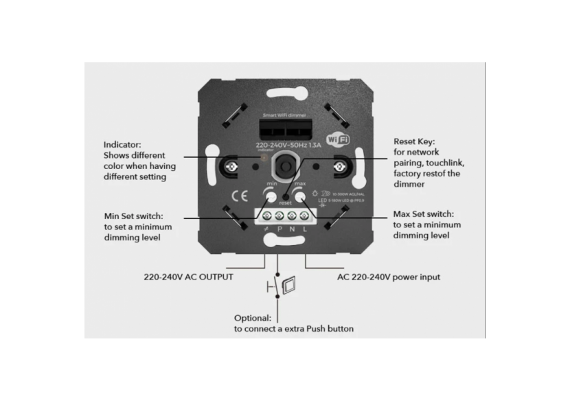 Interrupteur variateur SMART WIFI 200W Fonction marche / arrêt - B704-WIFI - Barcelona LED