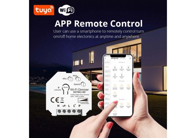 Dimmer SMART WIFI 250W Tuya APP - PUSH - B704-SPUSH - Barcelona LED