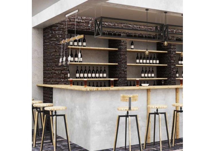 Suspension vintage en bois "Otto" - 4 x E27 - LM131-B - Barcelona LED 2