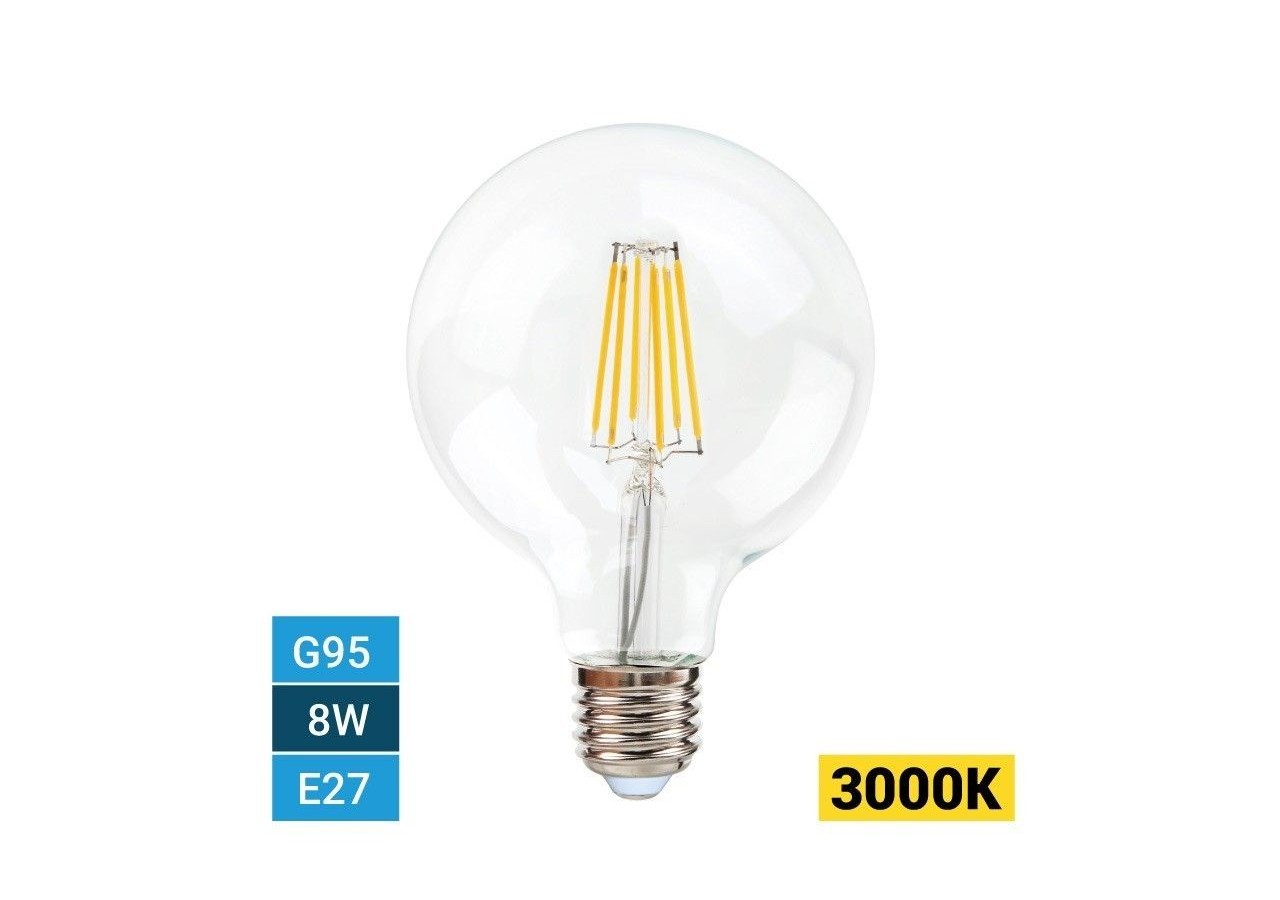 Ampoule à filament LED G95 E27 8W - BF1-G95E27-BC - Barcelona LED