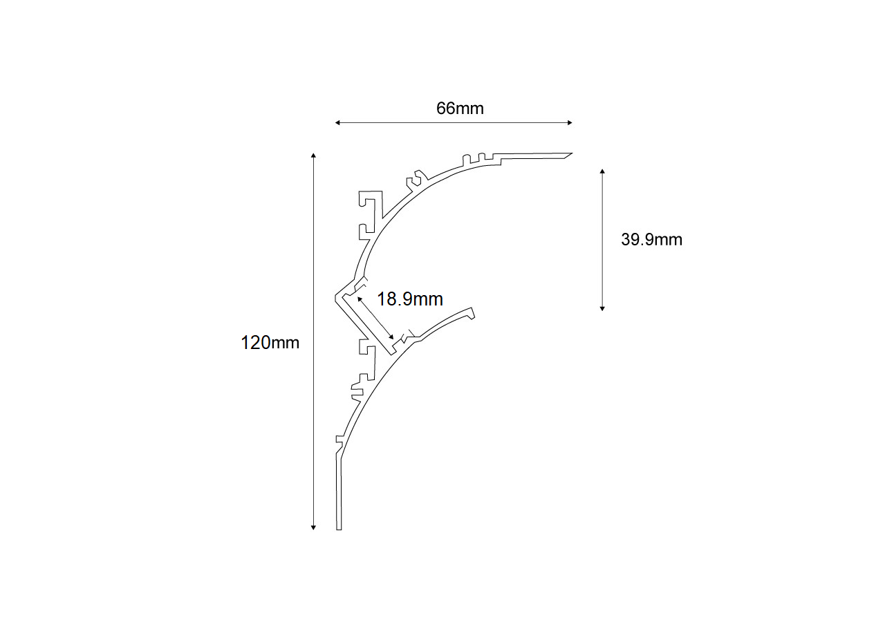 Profilé en aluminium lèche-mur 66x120mm (2m) - BPERFALP194 - Barcelona LED