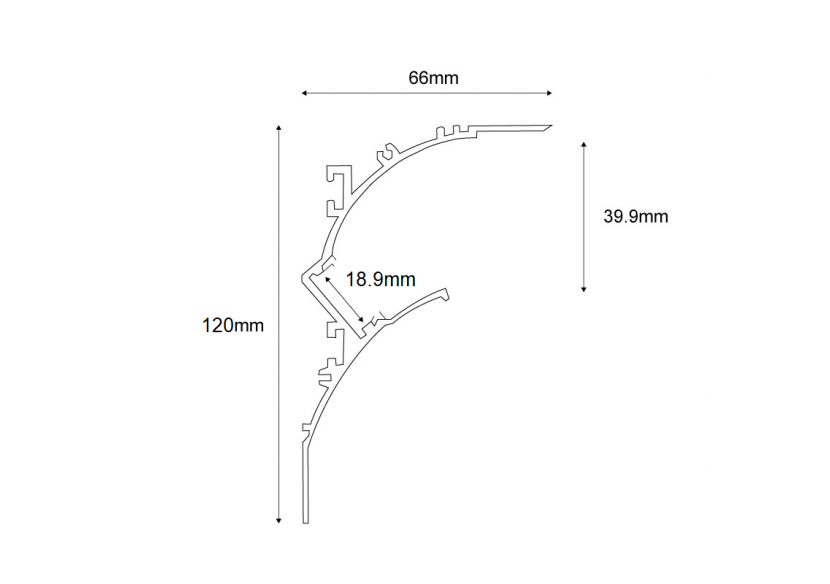 Profilé en aluminium lèche-mur 66x120mm (2m) - BPERFALP194 - Barcelona LED