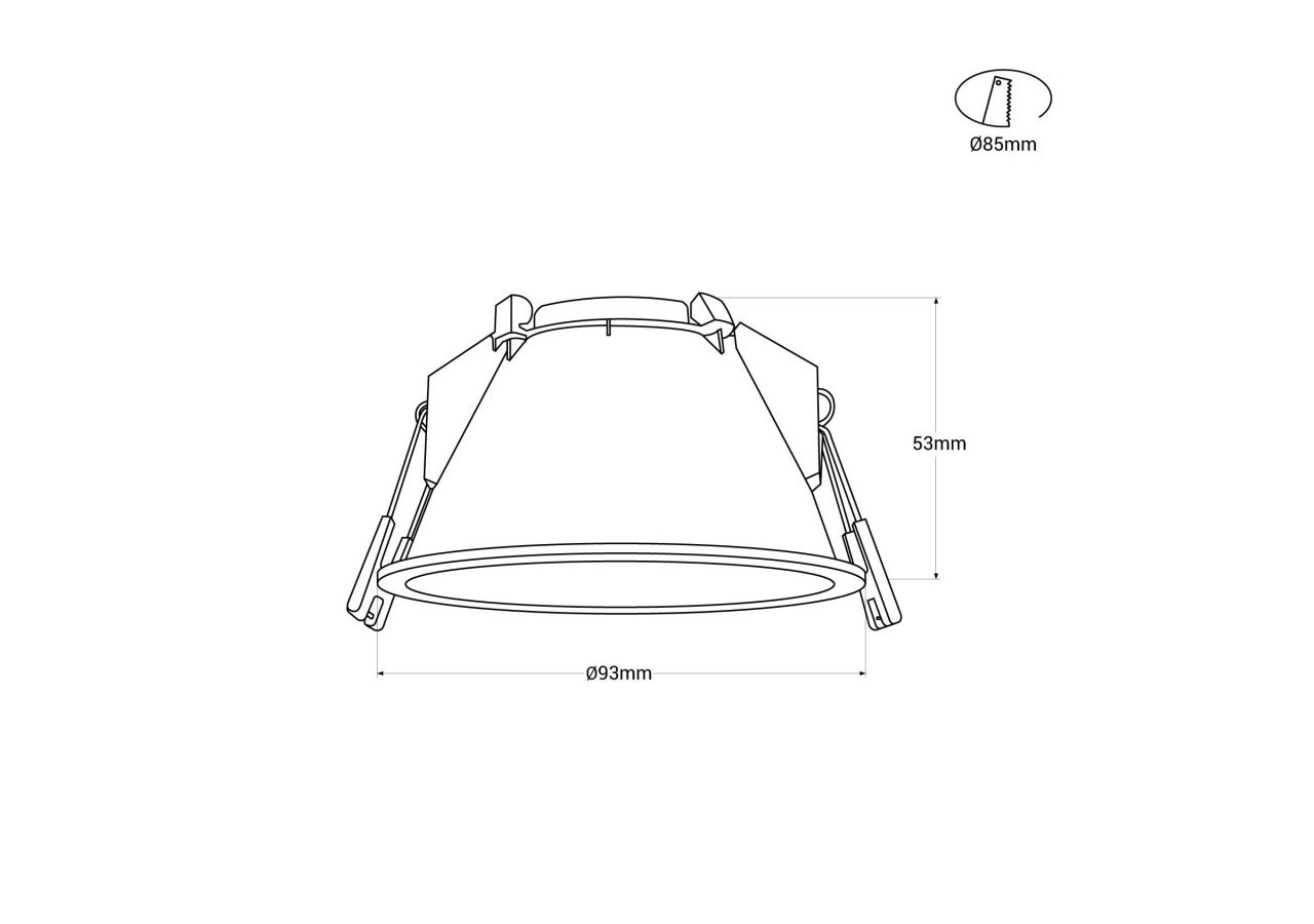 Support encastrable fixe diamètre 93mm avec UGR bas - B987-R-N - Barcelona LED