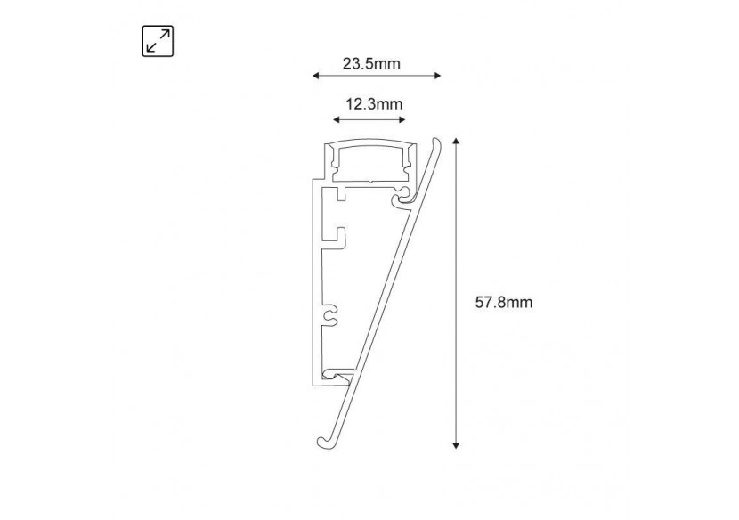 Profilé en aluminium pour ruban LED 23.5x57.8mm (2m) - BPERFALP188-N - Barcelona LED