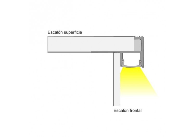 Profilé d'escalier/nez de marche à intégrer pour ruban LED jusqu'à 12 mm - BPERFALP184-9 - Barcelona LED 2