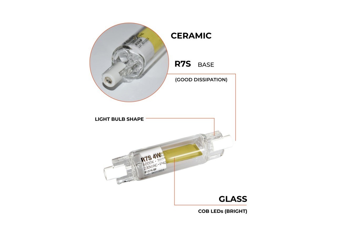 Ampoule LED R7S 78mm - 600lm - COB - 4W - B1374-BF - Barcelona LED