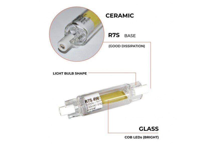 Ampoule LED R7S 78mm - 600lm - COB - 4W - B1374-BF - Barcelona LED