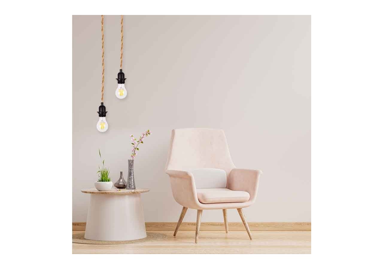 Suspension en bois pour ampoule E27 130cm - K15 - Barcelona LED