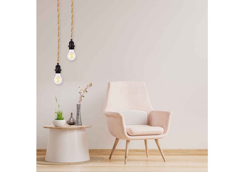 Suspension en bois pour ampoule E27 130cm - K15 - Barcelona LED Suspension en bois pour ampoule E27 130cm - K15 - Barcelona LED