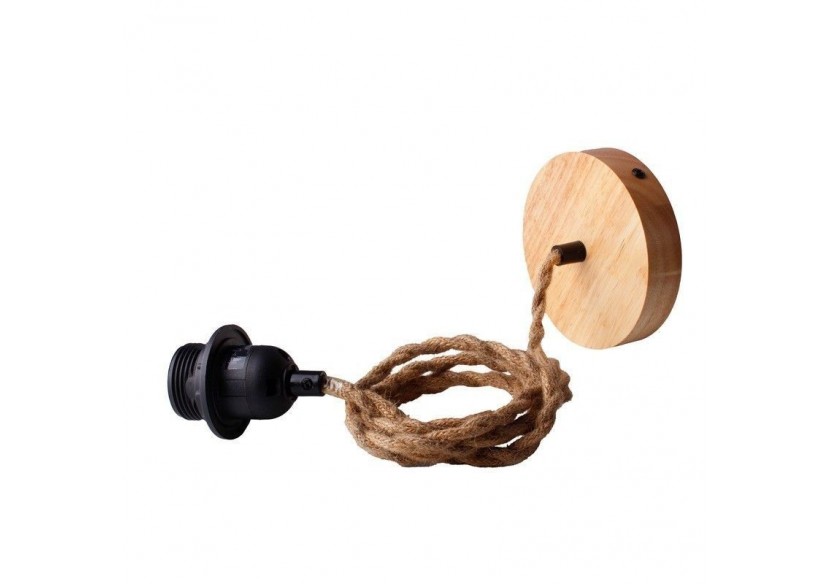Suspension en bois pour ampoule E27 130cm - K15 - Barcelona LED Suspension en bois pour ampoule E27 130cm - K15 - Barcelona LED
