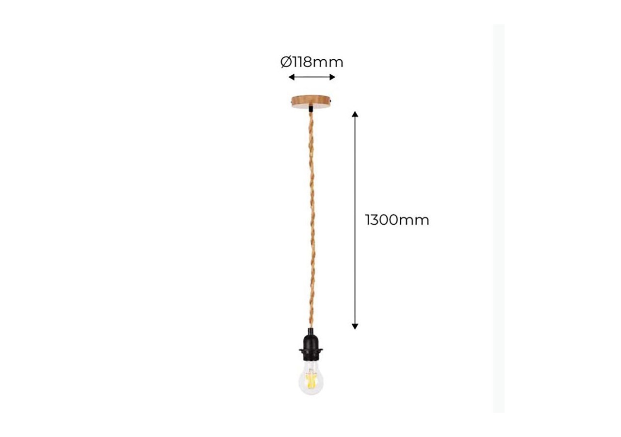 Suspension en bois pour ampoule E27 130cm - K15 - Barcelona LED