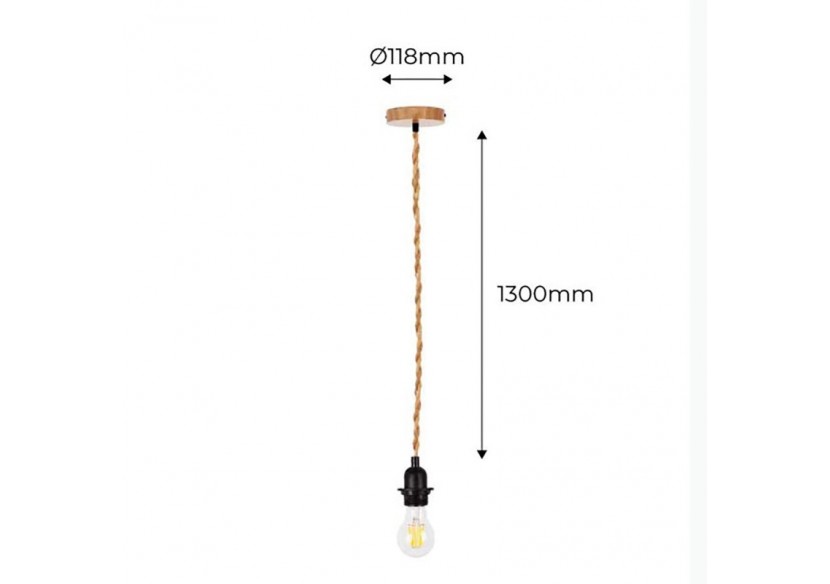 Suspension en bois pour ampoule E27 130cm - K15 - Barcelona LED Suspension en bois pour ampoule E27 130cm - K15 - Barcelona LED