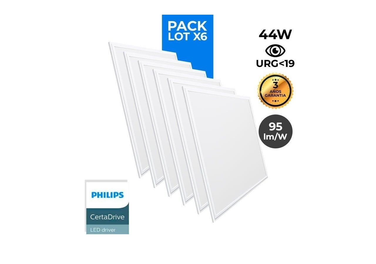 Lot de 6 - Panneau LED 60x60 extra-plat - Driver Philips - 44W - UGR19 - K5235-BC-6 - Barcelona LED