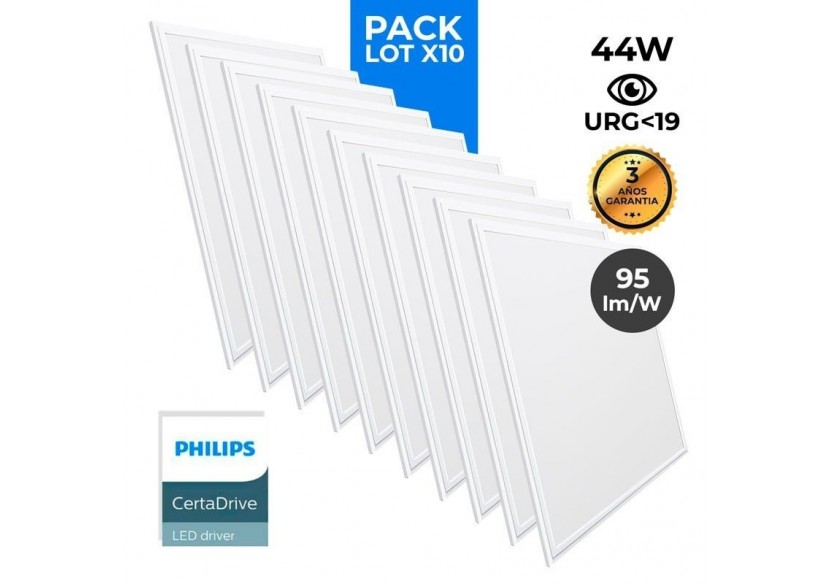 Lot de 10 - Panneau LED 60x60 extra-plat - Driver Philips - 44W - UGR19 - K5235-BF-10 - Barcelona LED
