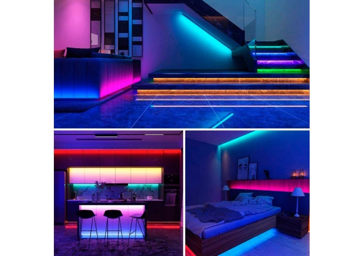 Ruban LED intelligent IC RGB 12V DC - 14,4 W/m -IP20 - 60 LED/m - Largeur 10mm - 5 mètres - B1576RGB - Barcelona LED 2