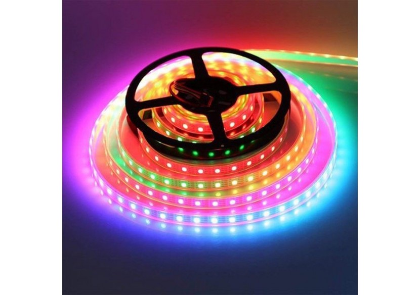 Ruban LED intelligent IC RGB 12V DC - 14,4 W/m -IP20 - 60 LED/m - Largeur 10mm - 5 mètres - B1576RGB - Barcelona LED