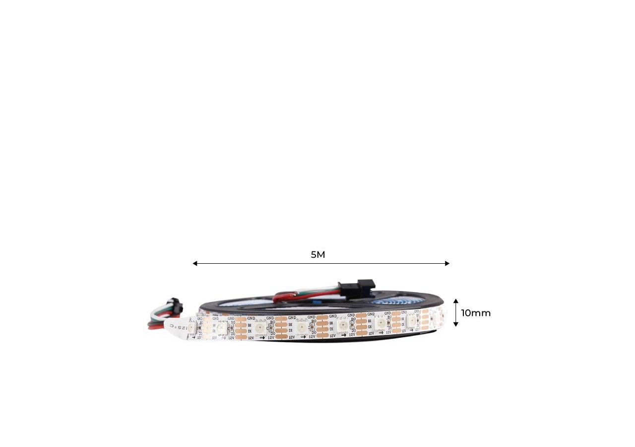 Ruban LED intelligent IC RGB 12V DC - 14,4 W/m -IP20 - 60 LED/m - Largeur 10mm - 5 mètres - B1576RGB - Barcelona LED