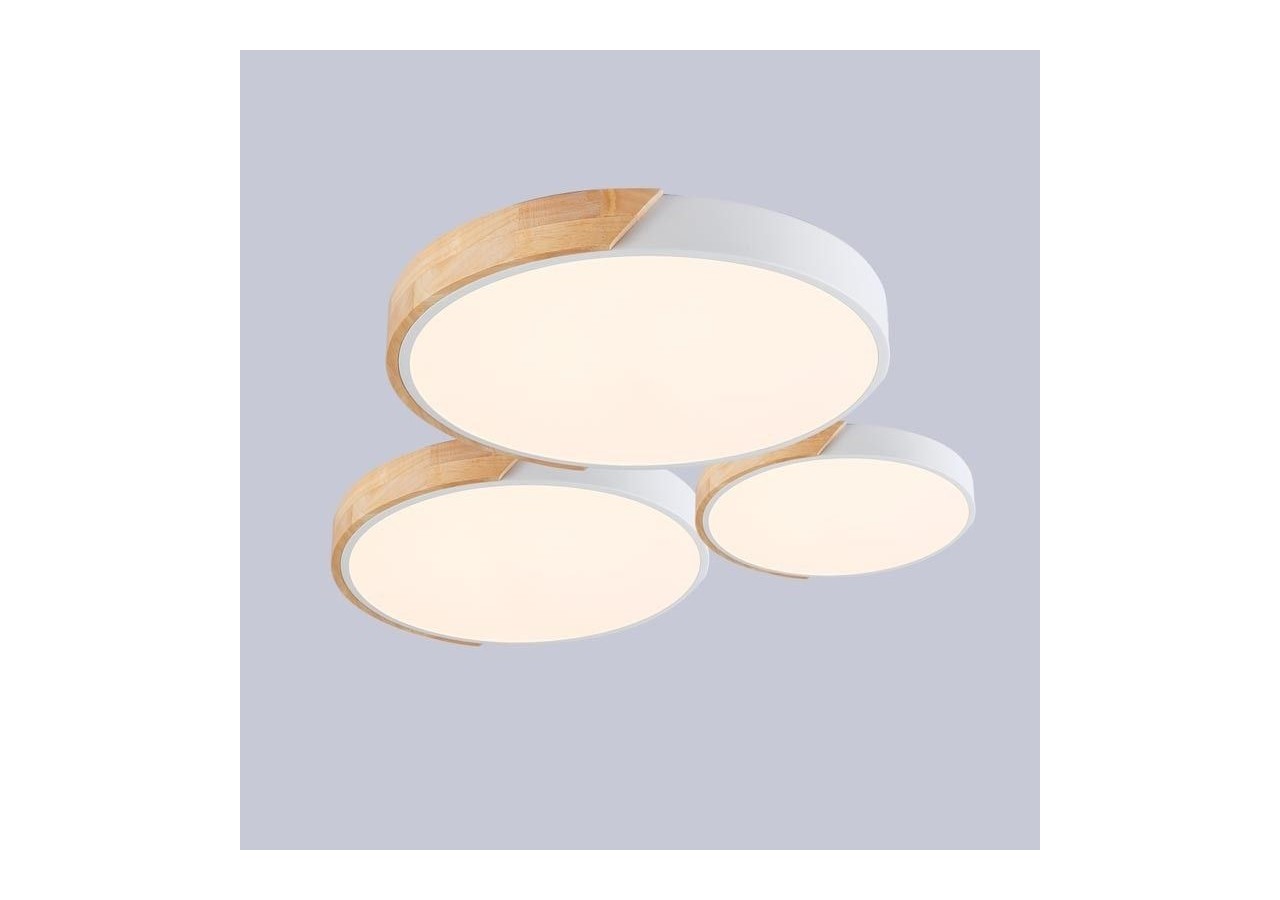 Plafonnier LED circulaire en bois 35W CCT diamètre 408x50mm - LN1631-CCT-B - Barcelona LED
