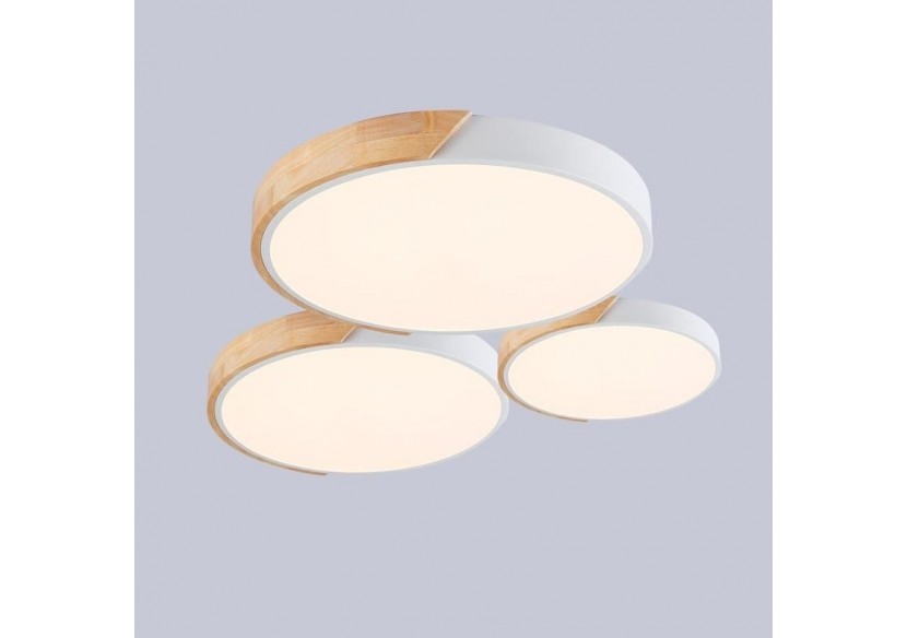 Plafonnier LED circulaire en bois 35W CCT diamètre 408x50mm - LN1631-CCT-B - Barcelona LED