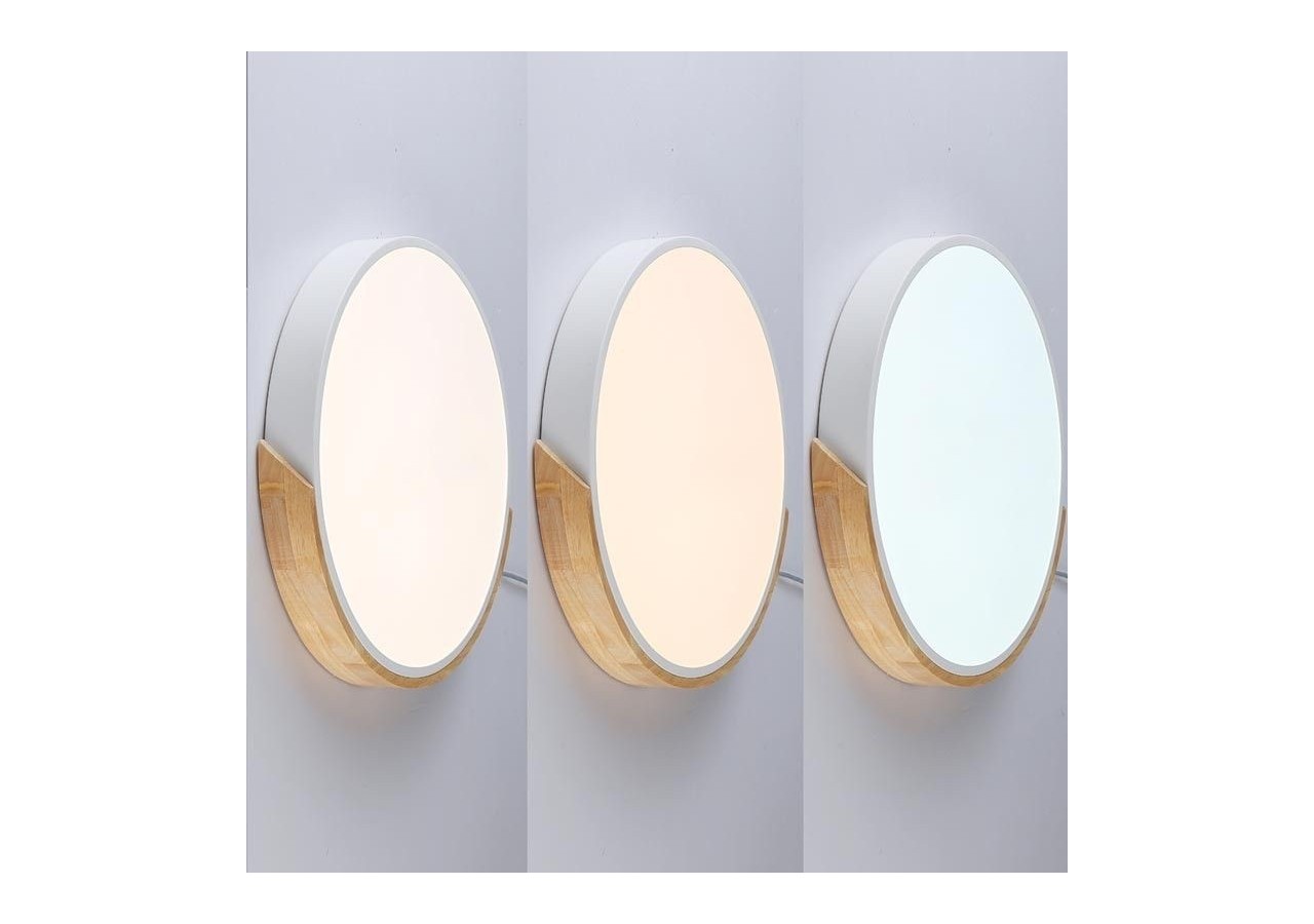 Plafonnier LED circulaire en bois 35W CCT diamètre 408x50mm - LN1631-CCT-B - Barcelona LED