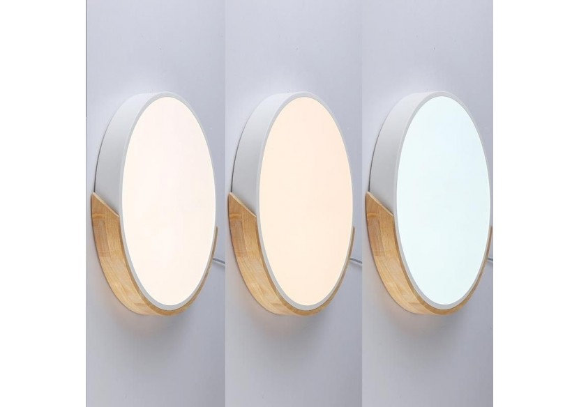 Plafonnier LED circulaire en bois 35W CCT diamètre 408x50mm - LN1631-CCT-B - Barcelona LED